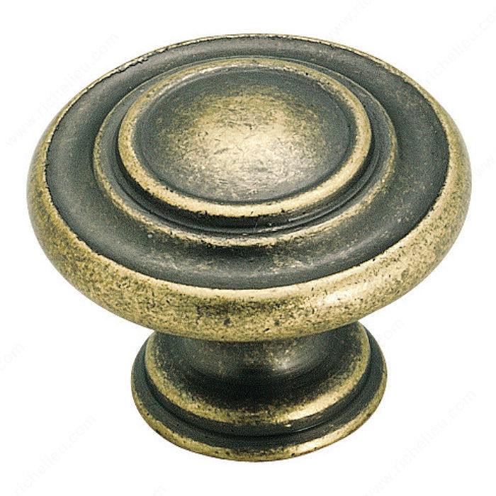 Transitional Zinc Oversized Knob - 1586, Finish Bronze / Weathered Brass, Diameter 1 3/8 in