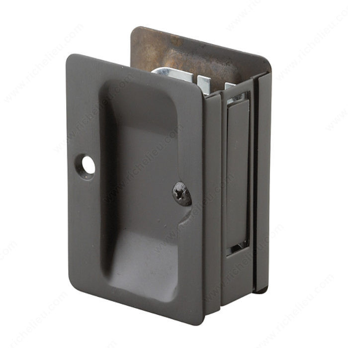 Pocket Door Pull with Passage Handle - Rectangular, Compatible with left- hand and right- hand doors., Finish Black