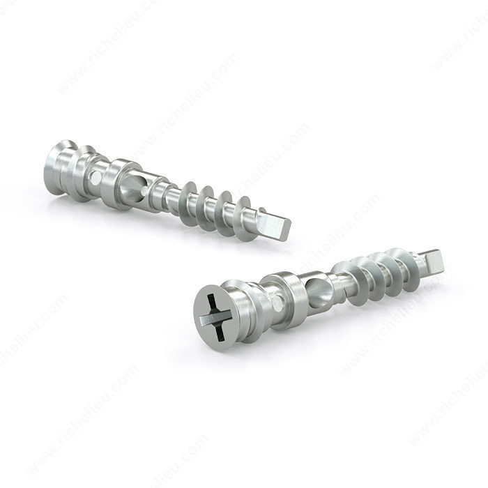 Double locking assembly screw, Confirmat head, Square Drive, Coarse thread, Dogpoint,