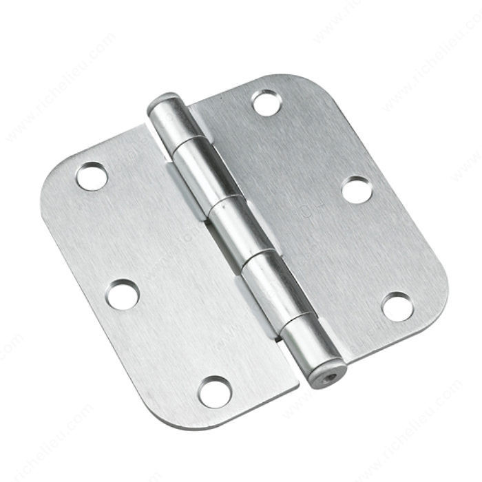 3-1/2 Full Mortise Butt Hinge - 5/8 Radius, Color/Finish Brushed Chrome PRO-PACK 2