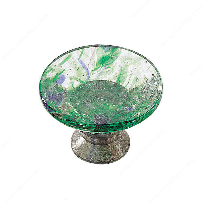 Eclectic Glass Knob - 183, Finish Harlequin Green / Chrome