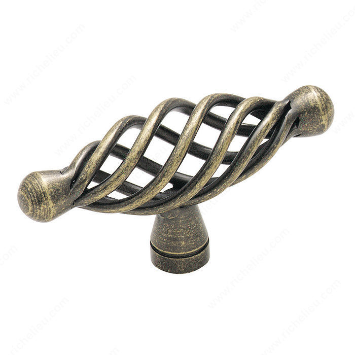 Traditional Zinc T-Knob - 19321, Finish Weathered Brass