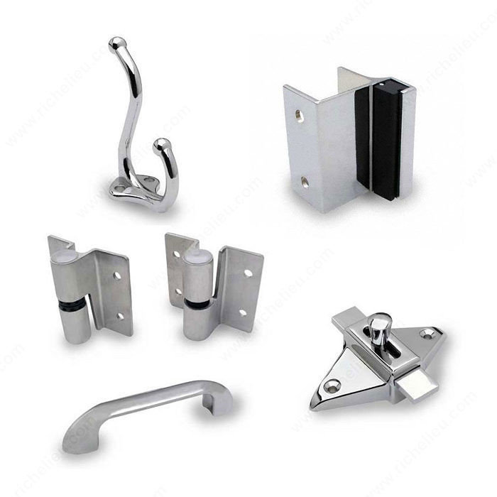 Surface Hinge Hardware Kit for Outswing Door, Door Thickness 7/8 in, Pilaster Thickness 1 1/4 in, Door Side Left