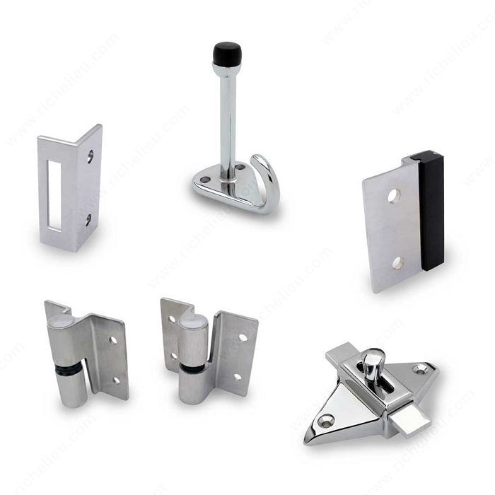 Hardware Surface Hinge Kit for Inswing Door, Door Thickness 3/4 in, Pilaster Thickness 3/4 in, Door Side Left