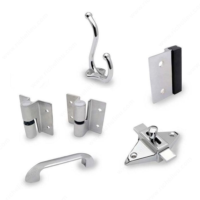Surface Hinge Hardware Kit for Outswing Door, Door Thickness 3/4 in, Pilaster Thickness 3/4 in, Door Side Left