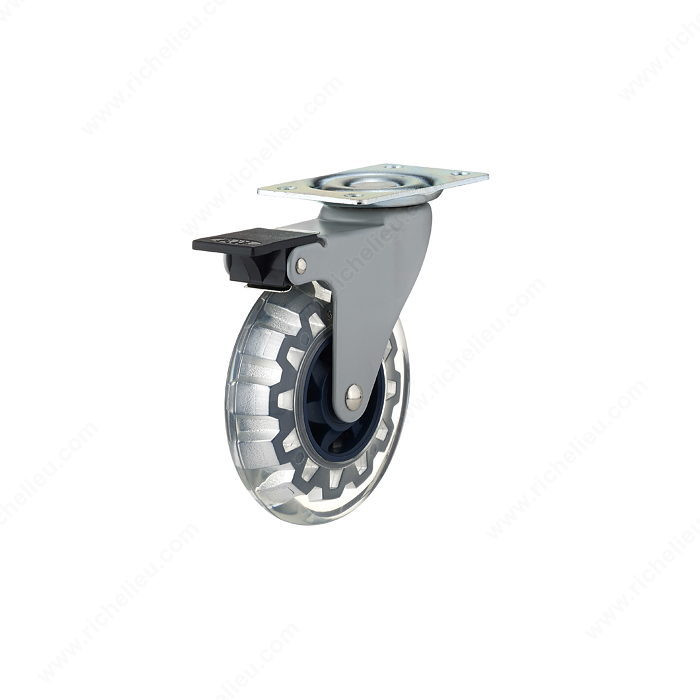 Contemporary Clear Blue Furniture Caster, Caster for indoor use only that combines design and functionality., Fastening Type Swivel with Brake