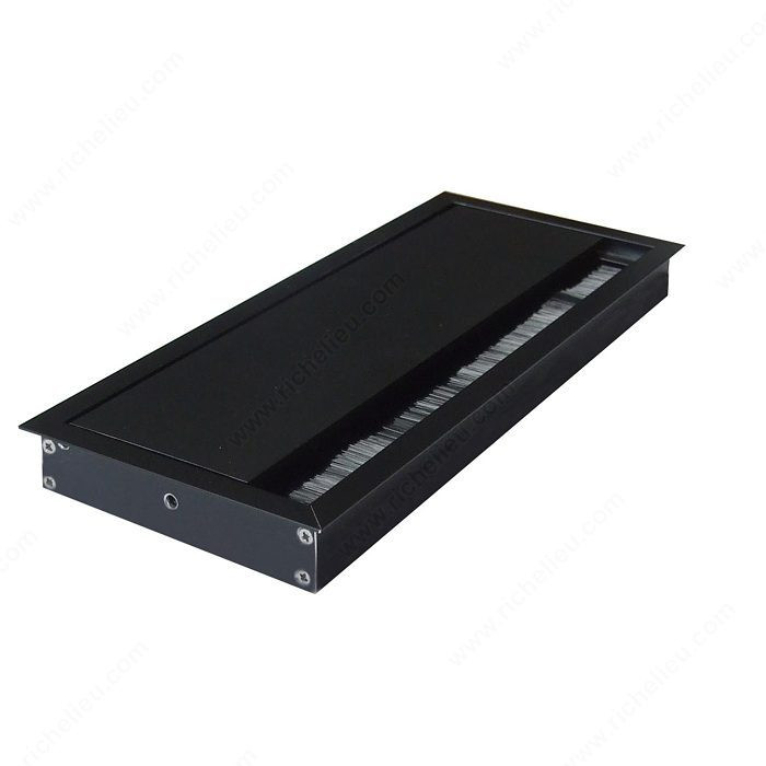 Rectangular Grommet with Brush, Drilling Dimensions - Width Min. 103 mm, Drilling Dimensions - Length 313 mm, Finish Black
