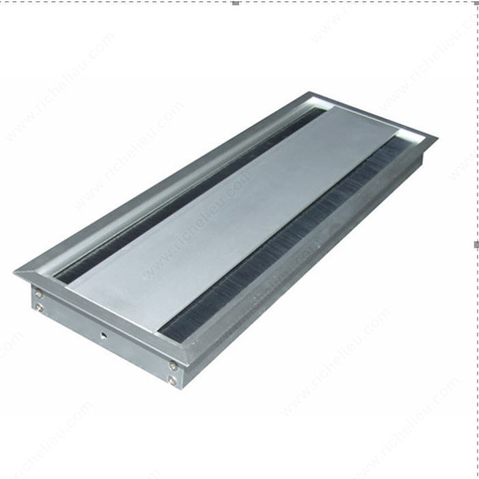 Rectangular Grommet with Dual Brush, Finish Silver