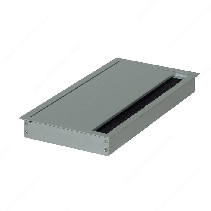 Rectangular Grommet with Brush, Drilling Dimensions - Width 115 mm, Drilling Dimensions - Length 235 mm, Finish Silver
