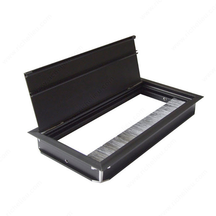 Rectangular Grommet with Brush, Drilling Dimensions - Width 113 mm, Drilling Dimensions - Length 233 mm, Finish Black
