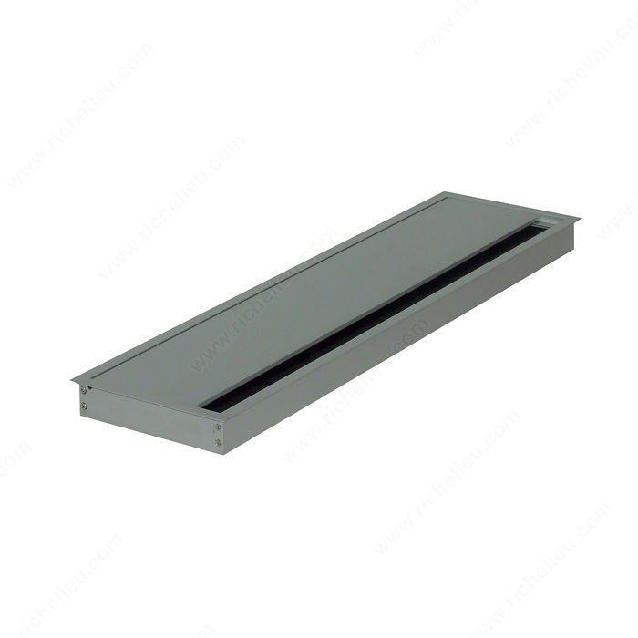 Rectangular Grommet with Brush, Drilling Dimensions - Width 113 mm, Drilling Dimensions - Length 445 mm, Finish Silver