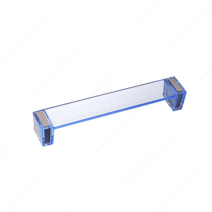 Contemporary Metal and Acrylic Pull - 2172, Finish Blue / Brushed Nickel