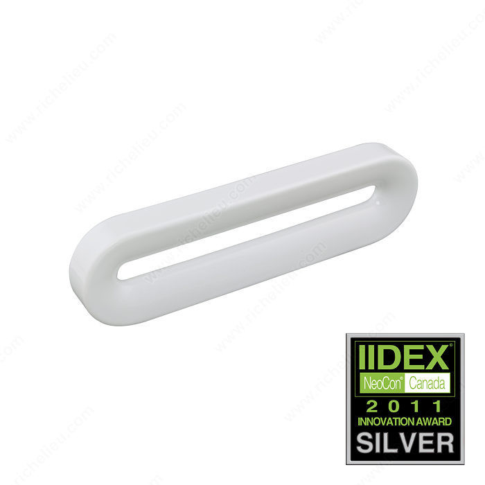 Contemporary Porcelain Pull - 2183, Porcelain, Center to Center 96 mm, Finish White, Length - Overall Dimensions 155 mm