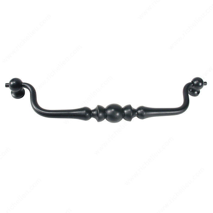 Traditional Forged Iron Pull - 2230, Center to Center 180 mm, Finish Matte Black, Projection - Overall Dimensions 46 mm