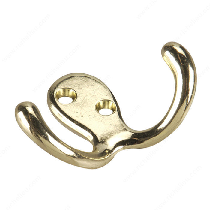 Double Wardrobe Hooks - 2235, Finish Bright Brass PRO-PACK 2