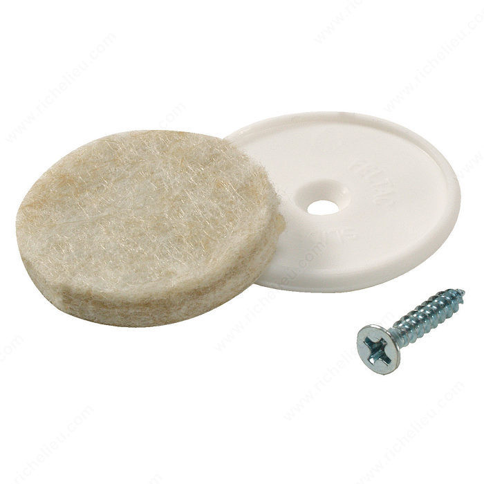 FELTAC Heavy-Duty Screw-On Round Felt Pads, The original, the best in floor protection., Diameter 29 mm, Finish Beige/White PRO-PACK 3