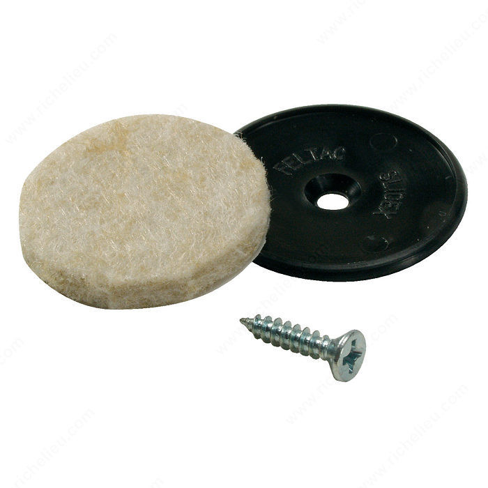FELTAC Heavy-Duty Screw-On Round Felt Pads, The original, the best in floor protection., Diameter 29 mm, Finish Beige/Black PRO-PACK 3