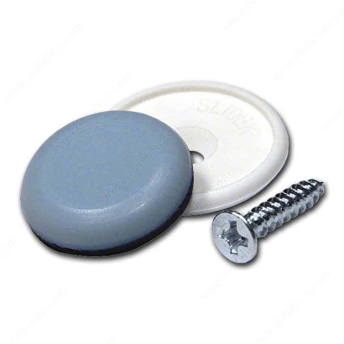 SUPER SLIDEX Gray Round Ultra-Sliding Glides, Diameter 3/4 in, Mounting Type Screw-on / Glide, Color / Finish White / Gray PRO-PACK 2