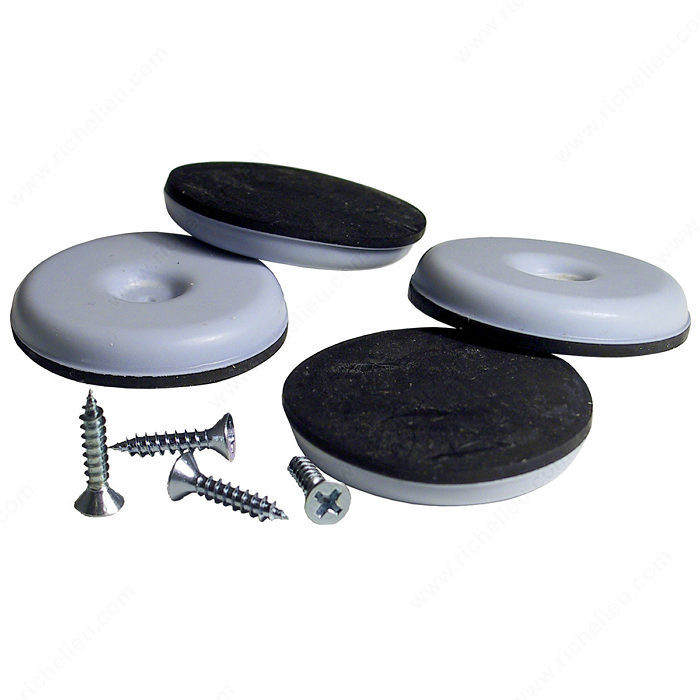 SUPER SLIDEX Gray Round Ultra-Sliding Glides, Diameter 1 1/2 in, Mounting Type Screw-on / Glide, Color / Finish Black / Gray PRO-PACK 2