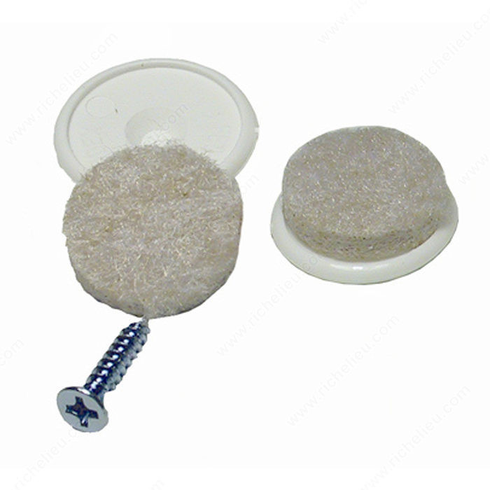 FELTAC Heavy-Duty Screw-On Round Felt Pads, The original, the best in floor protection., Diameter 19 mm, Finish Beige/White PRO-PACK 3