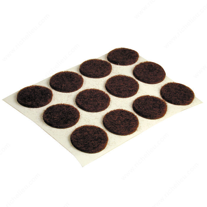 PRO-TEC Self-Adhesive Medium-Duty Round Felt Pads, Diameter 13 mm, Color / Finish Brown PRO-PACK 5