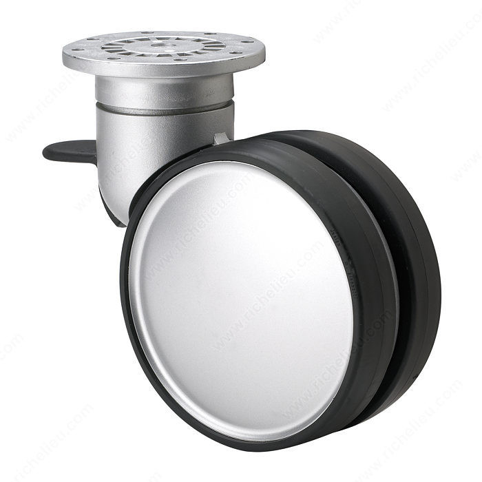Dual-Wheel Design Caster, Wheel Diameter 120 mm, Total Height 150 mm, Tread Width 60 mm, Fastening Type Swivel with Brake