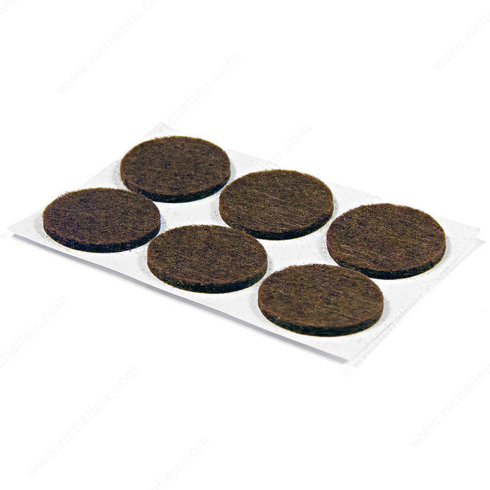 PRO-TEC Self-Adhesive Medium-Duty Round Felt Pads, Diameter 19 mm, Color / Finish Brown PRO-PACK 5