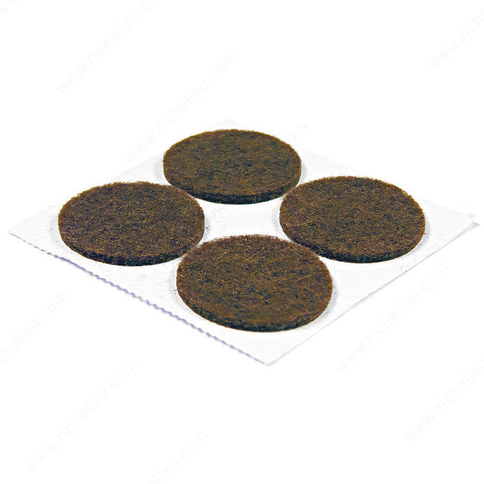 PRO-TEC Self-Adhesive Medium-Duty Round Felt Pads, Diameter 25 mm, Color / Finish Brown PRO-PACK 5