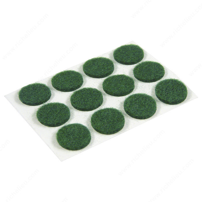 PRO-TEC Self-Adhesive Medium-Duty Round Felt Pads, Diameter 13 mm, Color / Finish Green PRO-PACK 5