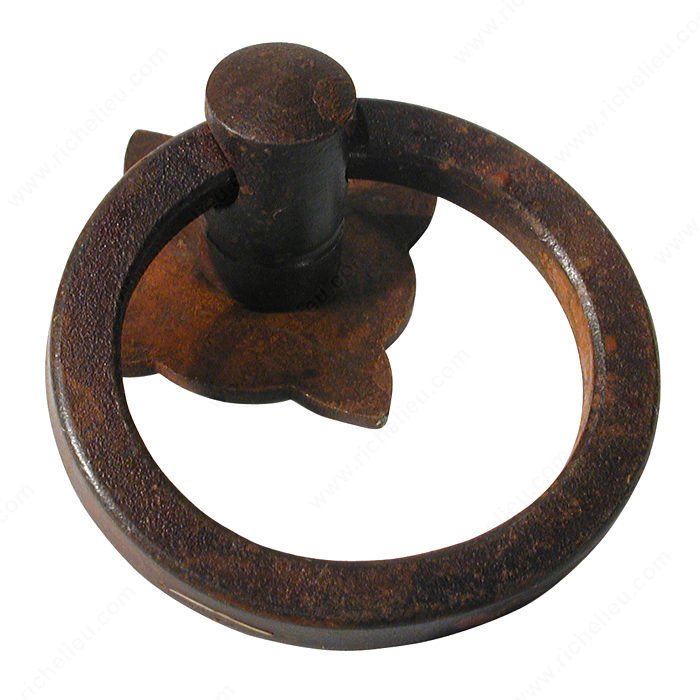 Traditional Forged Iron Ring Pull - 2404, Finish Rust, Diameter - Overall Dimensions 40 mm, Length - Overall Dimensions 40 mm