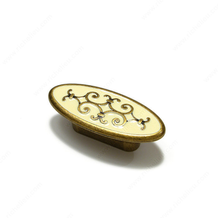 Traditional Brass and Enamel Knob - 2413,
