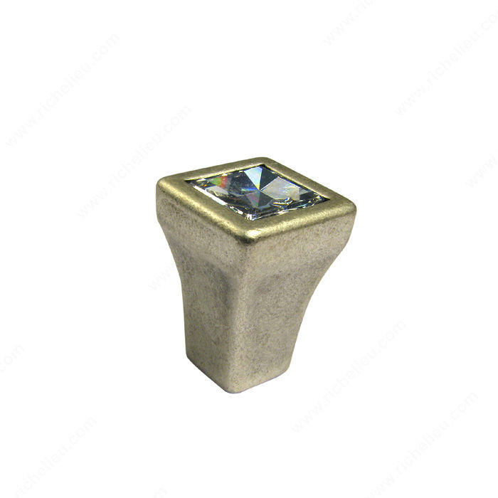 Transitional Knob in Metal and Swarovski Crystal - 2421, Finish Old Silver / Crystal
