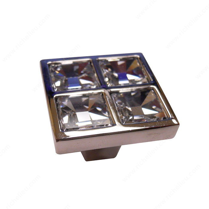 Transitional Knob in Metal and Swarovski Crystal - 2422, Finish Crystal / Chrome
