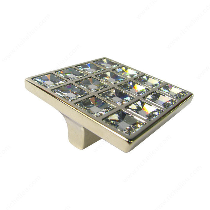 Transitional Knob in Metal and Swarovski Crystal - 2425, Finish Crystal / Chrome