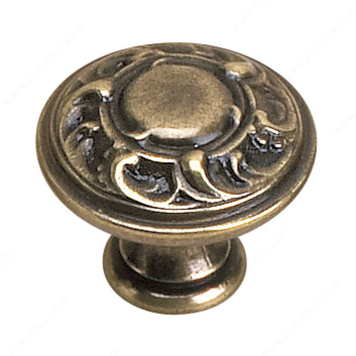 Traditional Brass Knob - 2440, Finish Burnished Brass, Diameter - Overall Dimensions 30 mm
