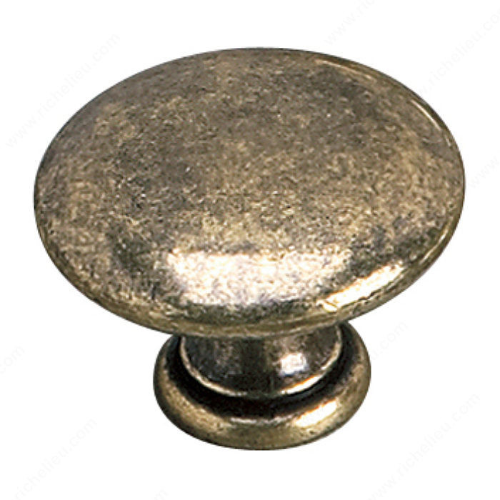 Traditional Brass Knob - 2449, Finish Burnished Brass, Diameter - Overall Dimensions 35 mm, Projection - Overall Dimensions 28 mm