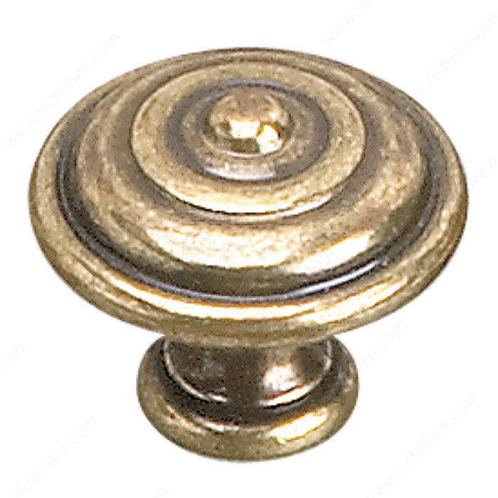 Traditional Brass Knob - 2449, Finish Burnished Brass, Diameter - Overall Dimensions 35 mm