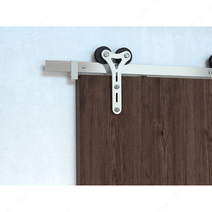 The Gemini Kit - With 3 m rail, Single sliding door hardware kit in brushed steel finish.,