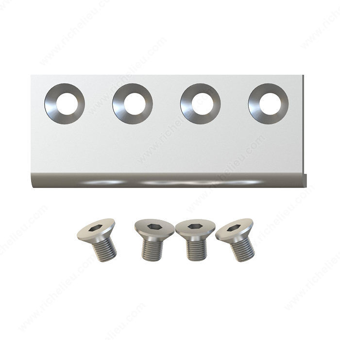 Connector Plate, Joins two flat rails, Finish/ Color Stainless Steel, Material Stainless Steel, Rail Finish Stainless Steel, Rail Material Stainless Steel