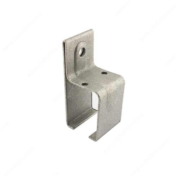 Single Galvanized Steel Box Rail Splice Bracket with Clamp Screws for Wall Mount, Joins two rails to the side of the building,