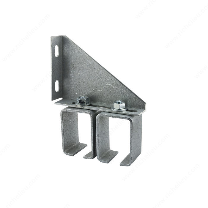 Double Adjustable Galvanized Steel Box Rail Bracket - Wall Mount, Easy to hang box track rails to the side of a building.,