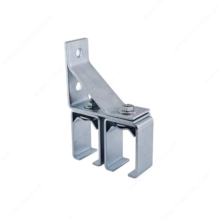 Double Adjustable Zinc-Plated Steel Box Rail Connector Bracket - Wall Mount, Easy to hang box track rails to the side of a building.,