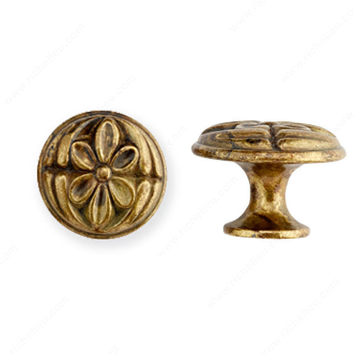 Traditional Metal Knob - 24802, Finish Oxidized Brass PRO-PACK 3