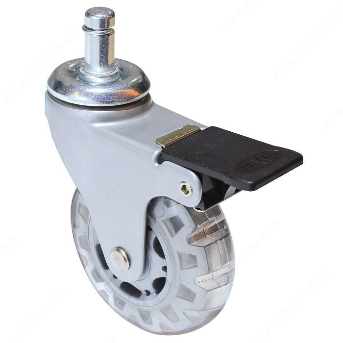 Contemporary Clear White/Gray Furniture Caster - Friction Grip Stem, Caster for indoor use that combines design and functionality.,