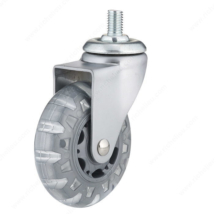 Contemporary Clear White/Gray Stem Furniture Caster - Threaded Stem,Load Capacity Per Caster Max. 45 kg, Wheel Diameter 75 mm, Total Height 98 mm, Fastening Type Swivel Without Brake