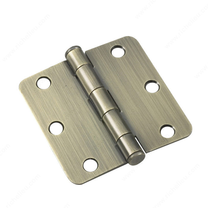 3 Full Mortise Butt Hinge - 1/4 Radius, Color/Finish Antique Brass PRO-PACK 2