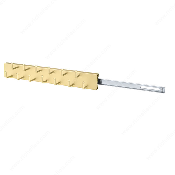 Decorative Square Tie Rack, Depth 14 in, Depth 13 1/4 in, Finish Matte Brass
