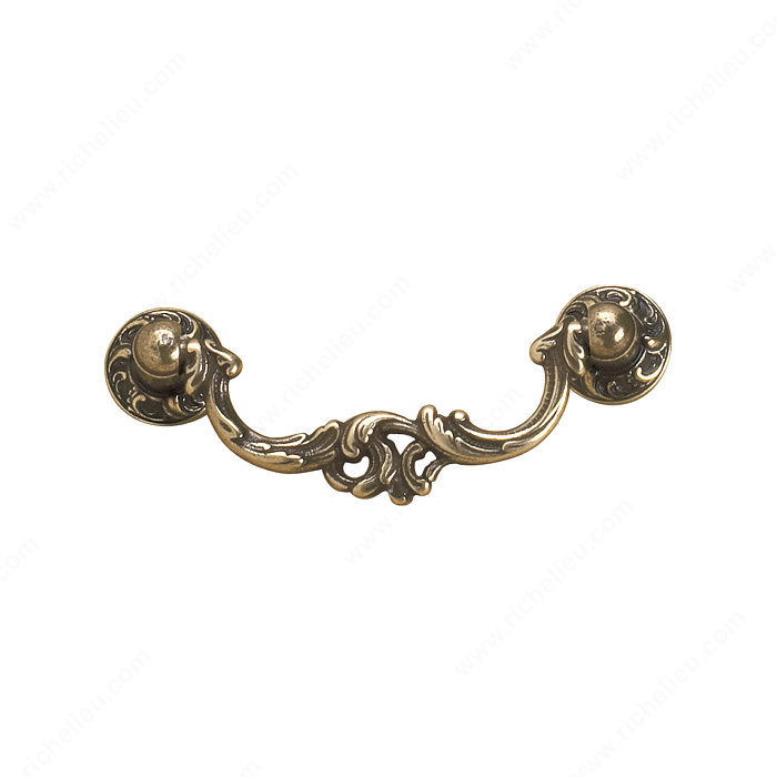 Traditional Solid Brass Pull - 3004, Center to Center 73 mm, Finish Burnished Brass