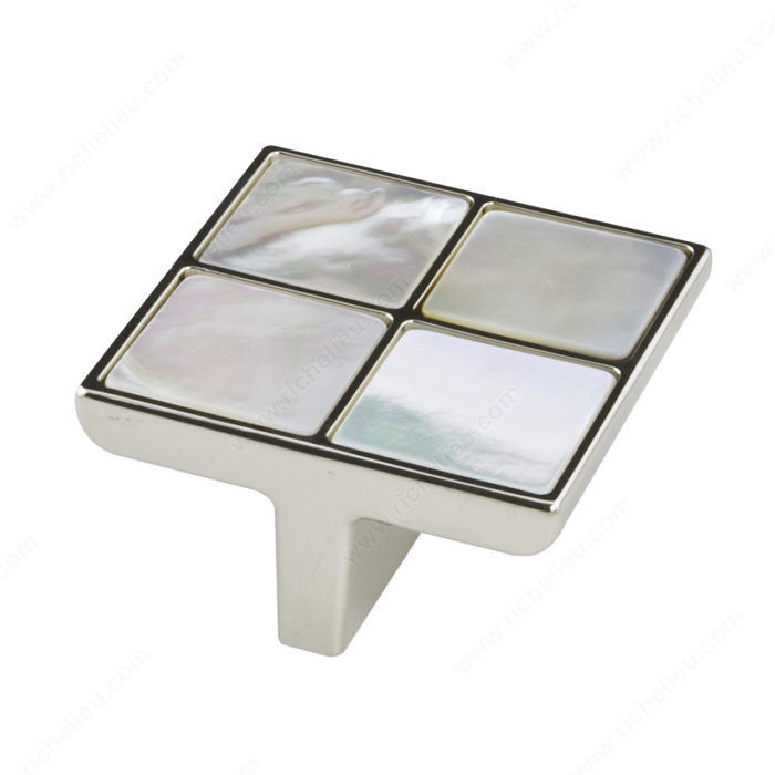 Precious Materials Collection Knob - 3023, Precious stone, Finish Polished Nickel / Pearl, Material Metal / Pearl