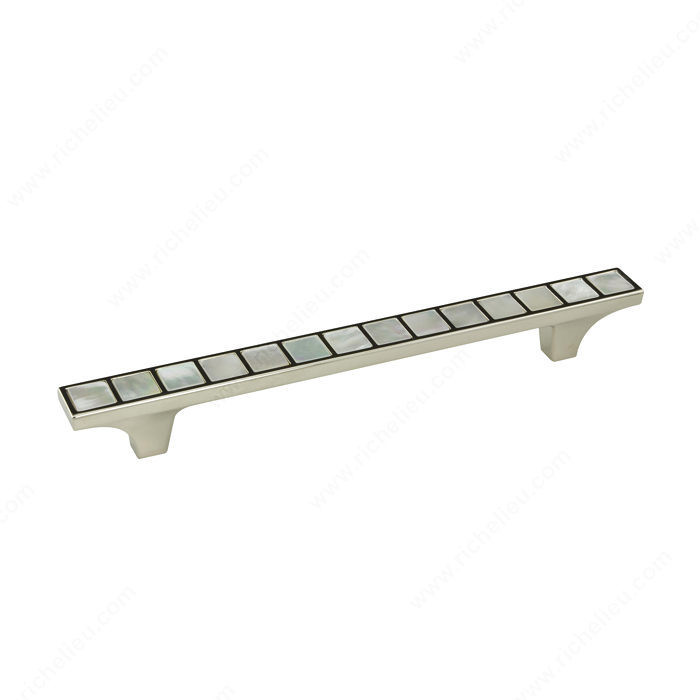 Contemporary Metal Pull - 3024, Precious stone, Center to Center 128 mm, Finish Polished Nickel / Pearl, Material Metal